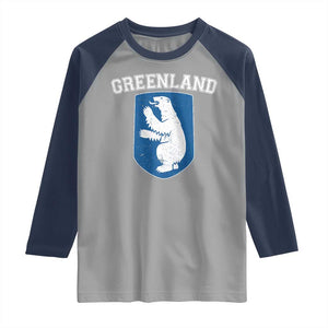 Greenland Raglan Shirt Polar Bear Vintage Political Protest TS10 Sport Gray Navy Print Your Wear