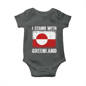 I Stand With Greenland Baby Onesie Grunge Flag TS10 Dark Heather Print Your Wear