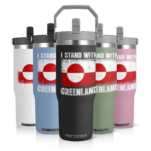 I Stand With Greenland Flip Straw Tumbler Grunge Flag TS10 Print Your Wear