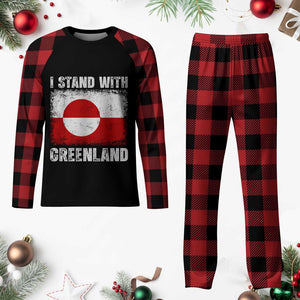 I Stand With Greenland Plaid Pajama Set Grunge Flag TS10 Buffalo Plaid Print Your Wear