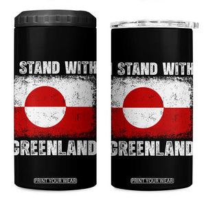 I Stand With Greenland 4 in 1 Can Cooler Tumbler Grunge Flag TS10 One Size: 16 oz Black Print Your Wear