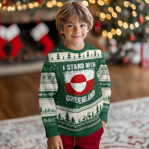 I Stand With Greenland Ugly Christmas Sweater Grunge Flag TS10 Forest Green Beige Print Your Wear