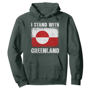I Stand With Greenland Hoodie Grunge Flag TS10 Dark Forest Green Print Your Wear