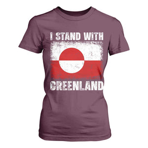 I Stand With Greenland T Shirt For Women Grunge Flag TS10 Maroon Print Your Wear