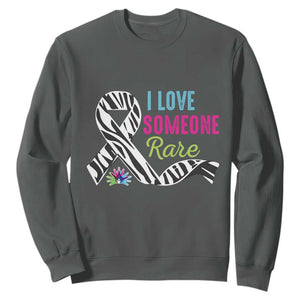 Rare Disease Awereness Sweatshirt I Love Someone Rare Zebra Ribbon TS10 Dark Heather Print Your Wear