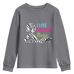 Rare Disease Awereness Youth Sweatshirt I Love Someone Rare Zebra Ribbon TS10 Charcoal Print Your Wear