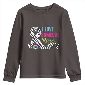 Rare Disease Awereness Youth Sweatshirt I Love Someone Rare Zebra Ribbon TS10 Dark Chocolate Print Your Wear