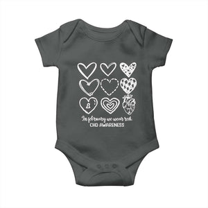 CHD Heart Disease Awareness Baby Onesie In February We Wear Red TS10 Dark Heather Print Your Wear