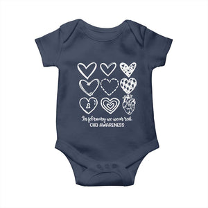 CHD Heart Disease Awareness Baby Onesie In February We Wear Red TS10 Navy Print Your Wear