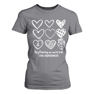 CHD Heart Disease Awareness T Shirt For Women In February We Wear Red TS10 Charcoal Print Your Wear