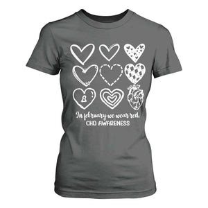 CHD Heart Disease Awareness T Shirt For Women In February We Wear Red TS10 Dark Heather Print Your Wear