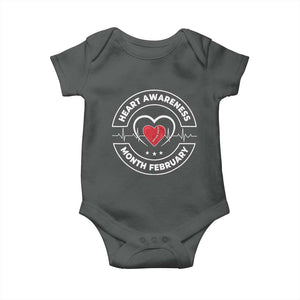 CHD Heart Disease Awareness Baby Onesie American Heart Health Month February TS10 Dark Heather Print Your Wear
