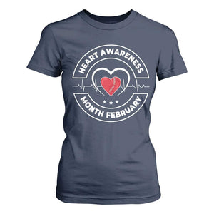 CHD Heart Disease Awareness T Shirt For Women American Heart Health Month February TS10 Navy Print Your Wear