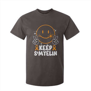 Multiple Sclerosis Awareness T Shirt For Kid Keep Smyelin Orange Ribbon MS Support TS10 Dark Chocolate Print Your Wear
