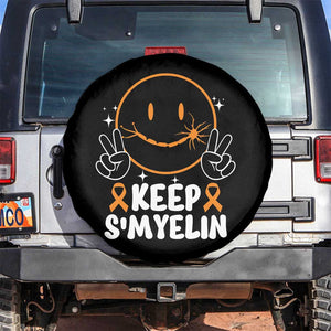 Multiple Sclerosis Awareness Spare Tire Cover Keep Smyelin Orange Ribbon MS Support TS10 No hole Black Print Your Wear