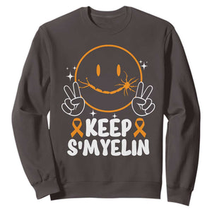 Multiple Sclerosis Awareness Sweatshirt Keep Smyelin Orange Ribbon MS Support TS10 Dark Chocolate Print Your Wear