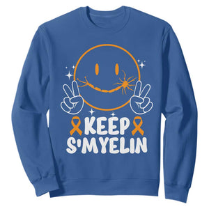 Multiple Sclerosis Awareness Sweatshirt Keep Smyelin Orange Ribbon MS Support TS10 Royal Blue Print Your Wear