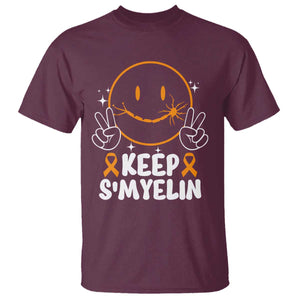 Multiple Sclerosis Awareness T Shirt Keep Smyelin Orange Ribbon MS Support TS10 Maroon Print Your Wear