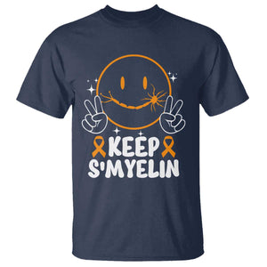 Multiple Sclerosis Awareness T Shirt Keep Smyelin Orange Ribbon MS Support TS10 Navy Print Your Wear
