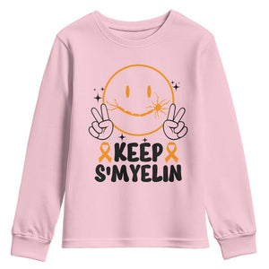 Multiple Sclerosis Awareness Youth Sweatshirt Keep Smyelin MS Support TS10 Light Pink Print Your Wear