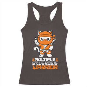 Multiple Sclerosis Warrior Racerback Tank Top Orange Ribbon MS Ninja TS10 Dark Chocolate Print Your Wear