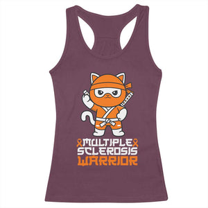Multiple Sclerosis Warrior Racerback Tank Top Orange Ribbon MS Ninja TS10 Maroon Print Your Wear