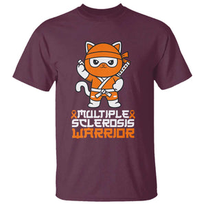 Multiple Sclerosis Warrior T Shirt Orange Ribbon MS Ninja TS10 Maroon Print Your Wear