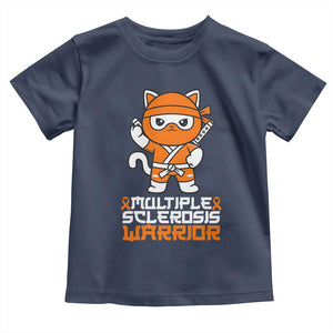 Multiple Sclerosis Warrior Toddler T Shirt Orange Ribbon MS Ninja TS10 Navy Print Your Wear