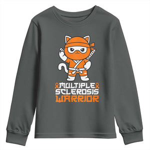 Multiple Sclerosis Warrior Youth Sweatshirt Orange Ribbon MS Ninja TS10 Dark Heather Print Your Wear