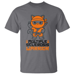 Multiple Sclerosis Awareness T Shirt Orange Ribbon MS Warrior Ninja TS10 Charcoal Print Your Wear
