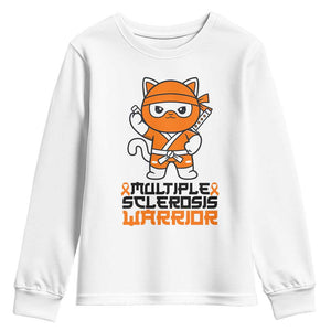 Multiple Sclerosis Awareness Youth Sweatshirt Orange Ribbon MS Warrior Ninja TS10 White Print Your Wear