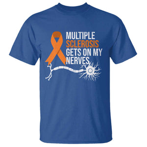 Multiple Sclerosis Awareness T Shirt Orange Ribbon MS Gets On My Nerves TS10 Royal Blue Print Your Wear