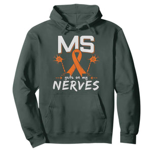 MS Gets On My Nerves Multiple Sclerosis Awareness Hoodie Orange Ribbon TS10 Dark Forest Green Print Your Wear