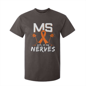 MS Gets On My Nerves Multiple Sclerosis Awareness T Shirt For Kid Orange Ribbon TS10 Dark Chocolate Print Your Wear