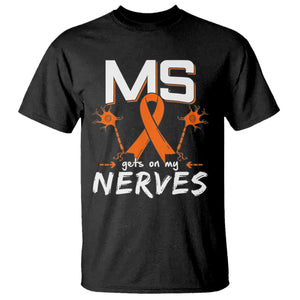 MS Gets On My Nerves Multiple Sclerosis Awareness T Shirt Orange Ribbon TS10 Black Print Your Wear