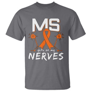 MS Gets On My Nerves Multiple Sclerosis Awareness T Shirt Orange Ribbon TS10 Charcoal Print Your Wear