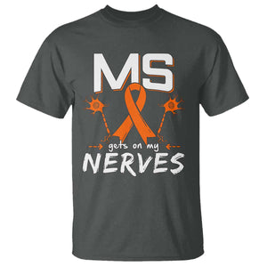 MS Gets On My Nerves Multiple Sclerosis Awareness T Shirt Orange Ribbon TS10 Dark Heather Print Your Wear
