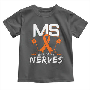 MS Gets On My Nerves Multiple Sclerosis Awareness Toddler T Shirt Orange Ribbon TS10 Dark Heather Print Your Wear