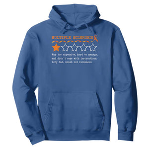 Multiple Sclerosis Awareness Hoodie Orange Ribbon MS Review Very Bad Would Not Recommend TS10 Royal Blue Print Your Wear