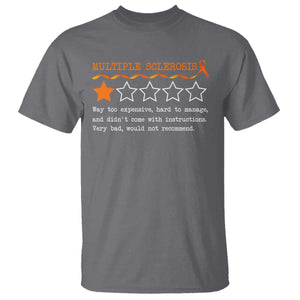 Multiple Sclerosis Awareness T Shirt Orange Ribbon MS Review Very Bad Would Not Recommend TS10 Charcoal Print Your Wear