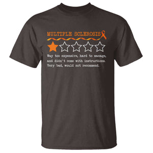Multiple Sclerosis Awareness T Shirt Orange Ribbon MS Review Very Bad Would Not Recommend TS10 Dark Chocolate Print Your Wear
