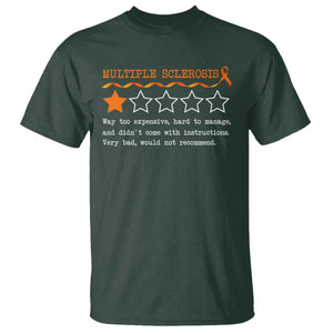 Multiple Sclerosis Awareness T Shirt Orange Ribbon MS Review Very Bad Would Not Recommend TS10 Dark Forest Green Print Your Wear