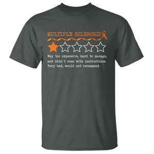Multiple Sclerosis Awareness T Shirt Orange Ribbon MS Review Very Bad Would Not Recommend TS10 Dark Heather Print Your Wear