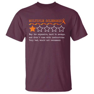 Multiple Sclerosis Awareness T Shirt Orange Ribbon MS Review Very Bad Would Not Recommend TS10 Maroon Print Your Wear