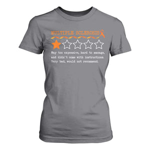 Multiple Sclerosis Awareness T Shirt For Women Orange Ribbon MS Review Very Bad Would Not Recommend TS10 Charcoal Print Your Wear