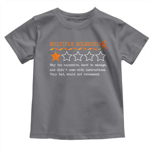 Multiple Sclerosis Awareness Toddler T Shirt Orange Ribbon MS Review Very Bad Would Not Recommend TS10 Charcoal Print Your Wear