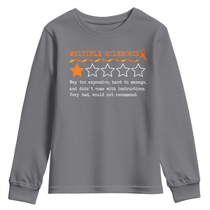 Multiple Sclerosis Awareness Youth Sweatshirt Orange Ribbon MS Review Very Bad Would Not Recommend TS10 Charcoal Print Your Wear