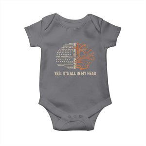 Multiple Sclerosis Awareness Baby Onesie Orange Ribbon Yes It's All In My Head TS10 Charcoal Print Your Wear