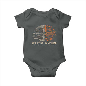 Multiple Sclerosis Awareness Baby Onesie Orange Ribbon Yes It's All In My Head TS10 Dark Heather Print Your Wear