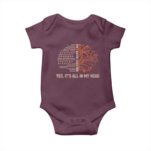 Multiple Sclerosis Awareness Baby Onesie Orange Ribbon Yes It's All In My Head TS10 Maroon Print Your Wear